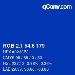 カラーコード: RGB 2.1 54.8 179 | qconv.com