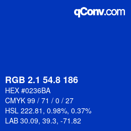 カラーコード: RGB 2.1 54.8 186 | qconv.com