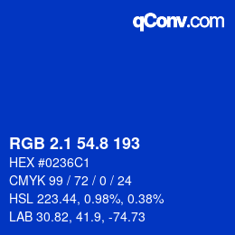 カラーコード: RGB 2.1 54.8 193 | qconv.com
