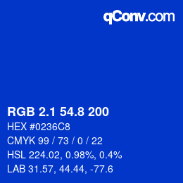 カラーコード: RGB 2.1 54.8 200 | qconv.com