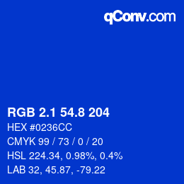 カラーコード: RGB 2.1 54.8 204 | qconv.com