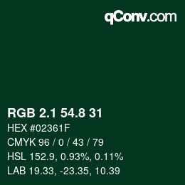 カラーコード: RGB 2.1 54.8 31 | qconv.com