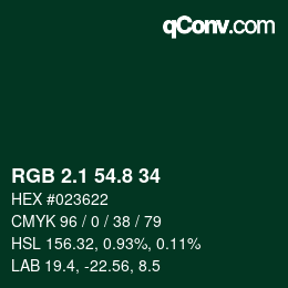 Color code: RGB 2.1 54.8 34 | qconv.com