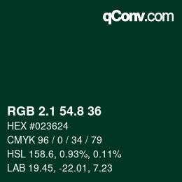 カラーコード: RGB 2.1 54.8 36 | qconv.com