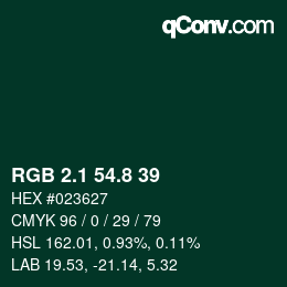 Color code: RGB 2.1 54.8 39 | qconv.com