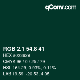 Farbcode: RGB 2.1 54.8 41 | qconv.com