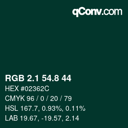 Color code: RGB 2.1 54.8 44 | qconv.com