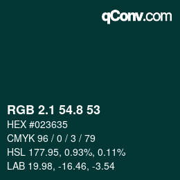 Color code: RGB 2.1 54.8 53 | qconv.com