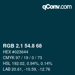 Color code: RGB 2.1 54.8 68 | qconv.com