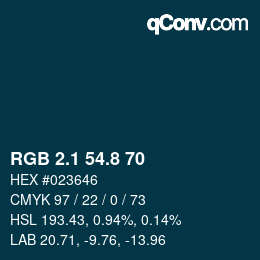 カラーコード: RGB 2.1 54.8 70 | qconv.com