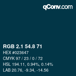 Farbcode: RGB 2.1 54.8 71 | qconv.com