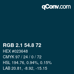 Color code: RGB 2.1 54.8 72 | qconv.com