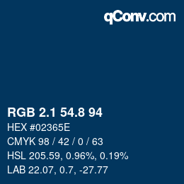 Color code: RGB 2.1 54.8 94 | qconv.com