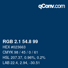 カラーコード: RGB 2.1 54.8 99 | qconv.com