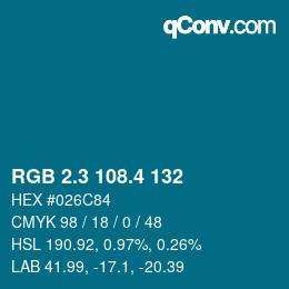 カラーコード: RGB 2.3 108.4 132 | qconv.com