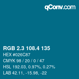カラーコード: RGB 2.3 108.4 135 | qconv.com