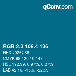 カラーコード: RGB 2.3 108.4 136 | qconv.com