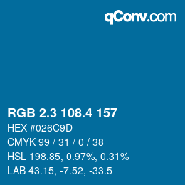 カラーコード: RGB 2.3 108.4 157 | qconv.com