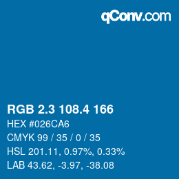 カラーコード: RGB 2.3 108.4 166 | qconv.com