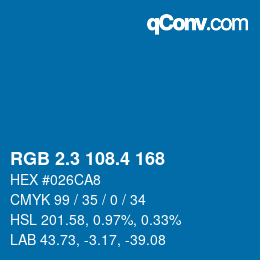 カラーコード: RGB 2.3 108.4 168 | qconv.com