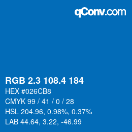 カラーコード: RGB 2.3 108.4 184 | qconv.com