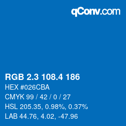 カラーコード: RGB 2.3 108.4 186 | qconv.com