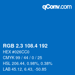 カラーコード: RGB 2.3 108.4 192 | qconv.com