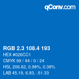 カラーコード: RGB 2.3 108.4 193 | qconv.com