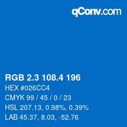 カラーコード: RGB 2.3 108.4 196 | qconv.com