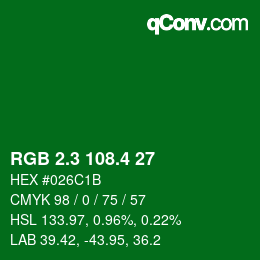 カラーコード: RGB 2.3 108.4 27 | qconv.com