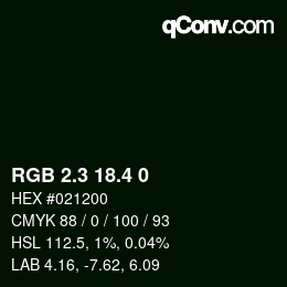 カラーコード: RGB 2.3 18.4 0 | qconv.com