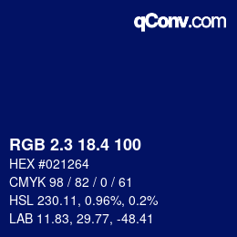 カラーコード: RGB 2.3 18.4 100 | qconv.com