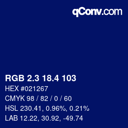 カラーコード: RGB 2.3 18.4 103 | qconv.com