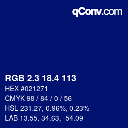 カラーコード: RGB 2.3 18.4 113 | qconv.com