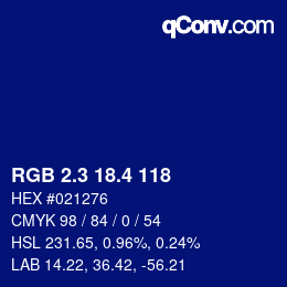 カラーコード: RGB 2.3 18.4 118 | qconv.com