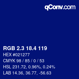 カラーコード: RGB 2.3 18.4 119 | qconv.com
