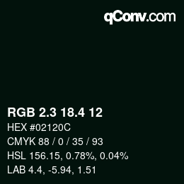 カラーコード: RGB 2.3 18.4 12 | qconv.com