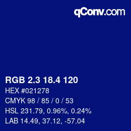 カラーコード: RGB 2.3 18.4 120 | qconv.com