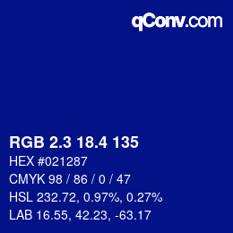 カラーコード: RGB 2.3 18.4 135 | qconv.com