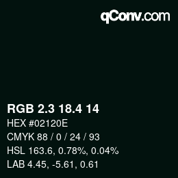 カラーコード: RGB 2.3 18.4 14 | qconv.com