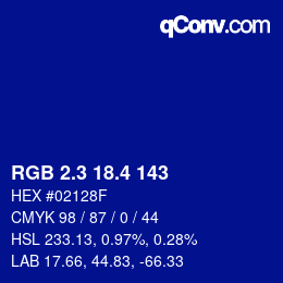 カラーコード: RGB 2.3 18.4 143 | qconv.com