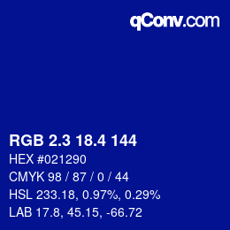 カラーコード: RGB 2.3 18.4 144 | qconv.com