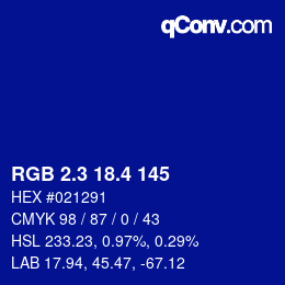 カラーコード: RGB 2.3 18.4 145 | qconv.com