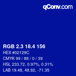 カラーコード: RGB 2.3 18.4 156 | qconv.com