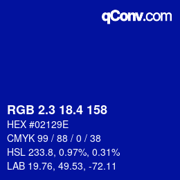 カラーコード: RGB 2.3 18.4 158 | qconv.com