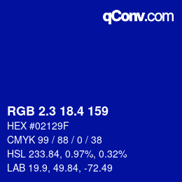 カラーコード: RGB 2.3 18.4 159 | qconv.com