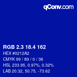 カラーコード: RGB 2.3 18.4 162 | qconv.com