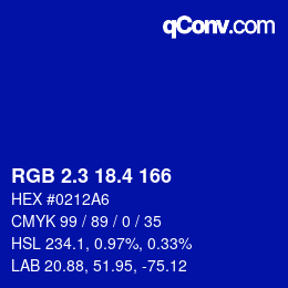 カラーコード: RGB 2.3 18.4 166 | qconv.com