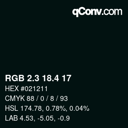 カラーコード: RGB 2.3 18.4 17 | qconv.com