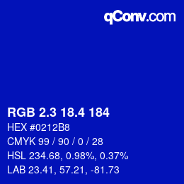 カラーコード: RGB 2.3 18.4 184 | qconv.com